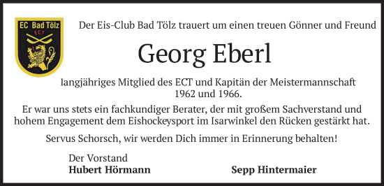 Traueranzeige von Georg Eberl von merkurtz