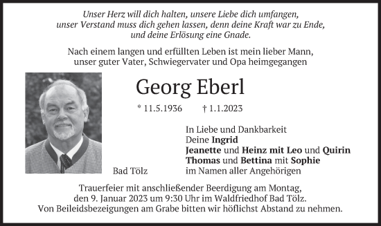 Traueranzeige von Georg Eberl von merkurtz