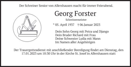 Traueranzeige von Georg Forster von merkurtz