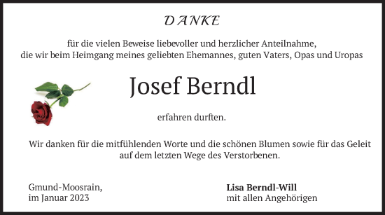 Traueranzeige von Josef Berndl von merkurtz