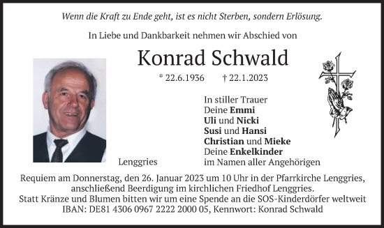 Traueranzeige von Konrad Schwald von merkurtz
