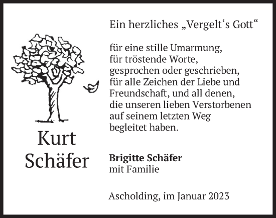 Traueranzeige von Kurt Schäfer von merkurtz
