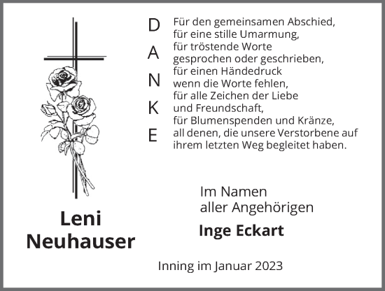 Traueranzeige von Leni Neuhauser von merkurtz