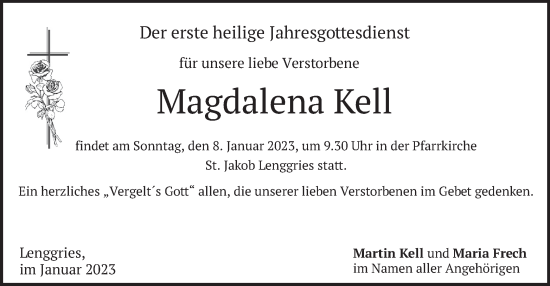 Traueranzeige von Magdalena Kell von merkurtz