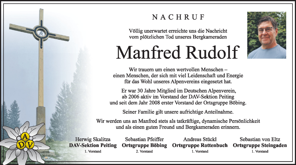  Traueranzeige für Manfred Rudolf vom 31.01.2023 aus merkurtz