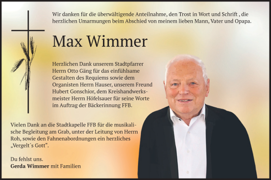 Traueranzeige von Max Wimmer von merkurtz