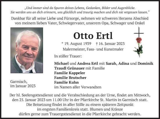 Traueranzeige von Otto Ertl von merkurtz