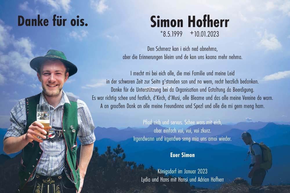  Traueranzeige für Simon Hofherr vom 28.01.2023 aus merkurtz