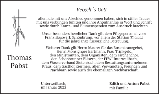 Traueranzeige von Thomas Pabst von merkurtz
