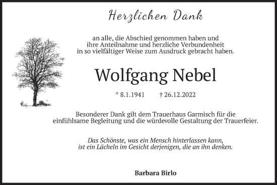 Traueranzeige von Wolfgang Nebel von merkurtz