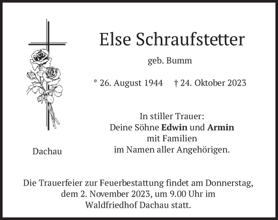 Traueranzeige von Else Schraufstetter von merkurtz