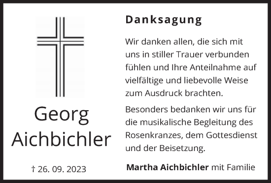 Traueranzeige von Georg Aichbichler von merkurtz