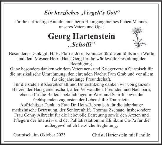 Traueranzeige von Georg Hartenstein