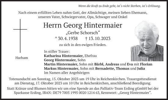 Traueranzeige von Georg Hintermaier von merkurtz