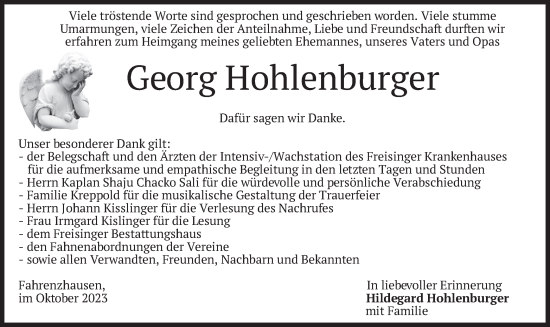 Traueranzeige von Georg Hohlenburger von merkurtz