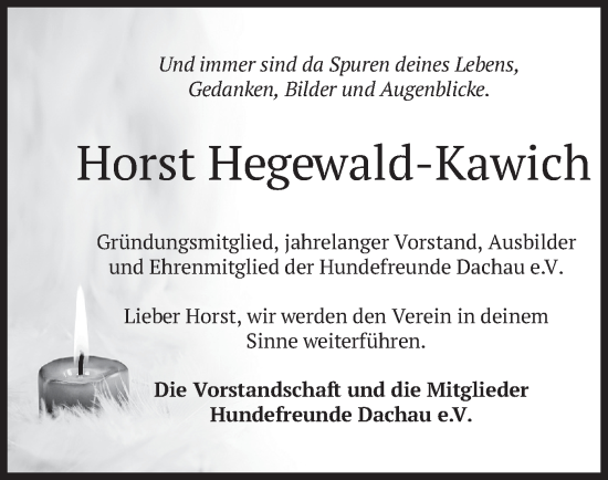 Traueranzeige von Horst Hegewald-Kawich von merkurtz
