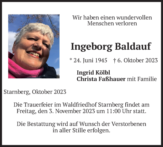 Traueranzeige von Ingeborg Baldauf von merkurtz