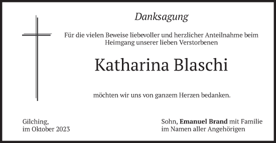 Traueranzeige von Katharina Blaschi von merkurtz