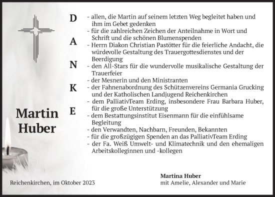 Traueranzeige von Martin Huber von merkurtz