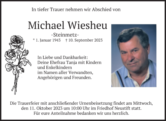 Traueranzeige von Michael Wiesheu von merkurtz