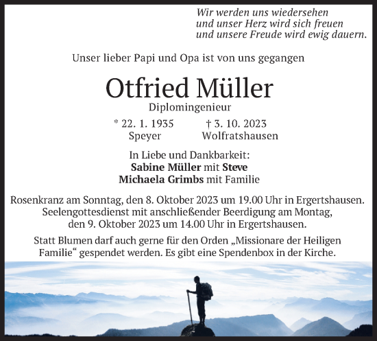 Traueranzeige von Otfried Müller von merkurtz