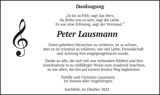 Traueranzeige von Peter Lausmann von merkurtz