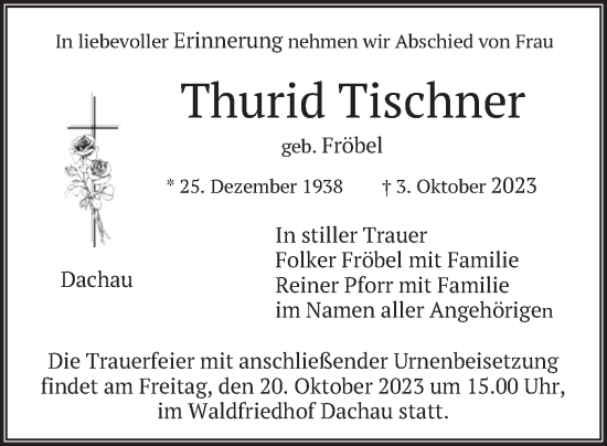 Traueranzeige von Thurid Tischner von merkurtz