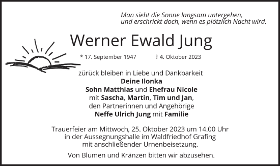 Traueranzeige von Werner Ewald Jung von merkurtz