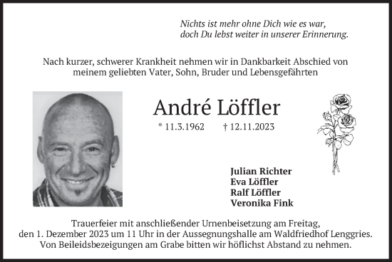 Traueranzeige von Andre Löffler von merkurtz