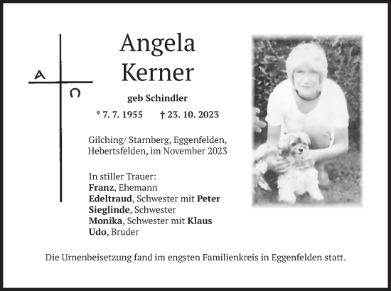 Traueranzeige von Angela Kerner von merkurtz