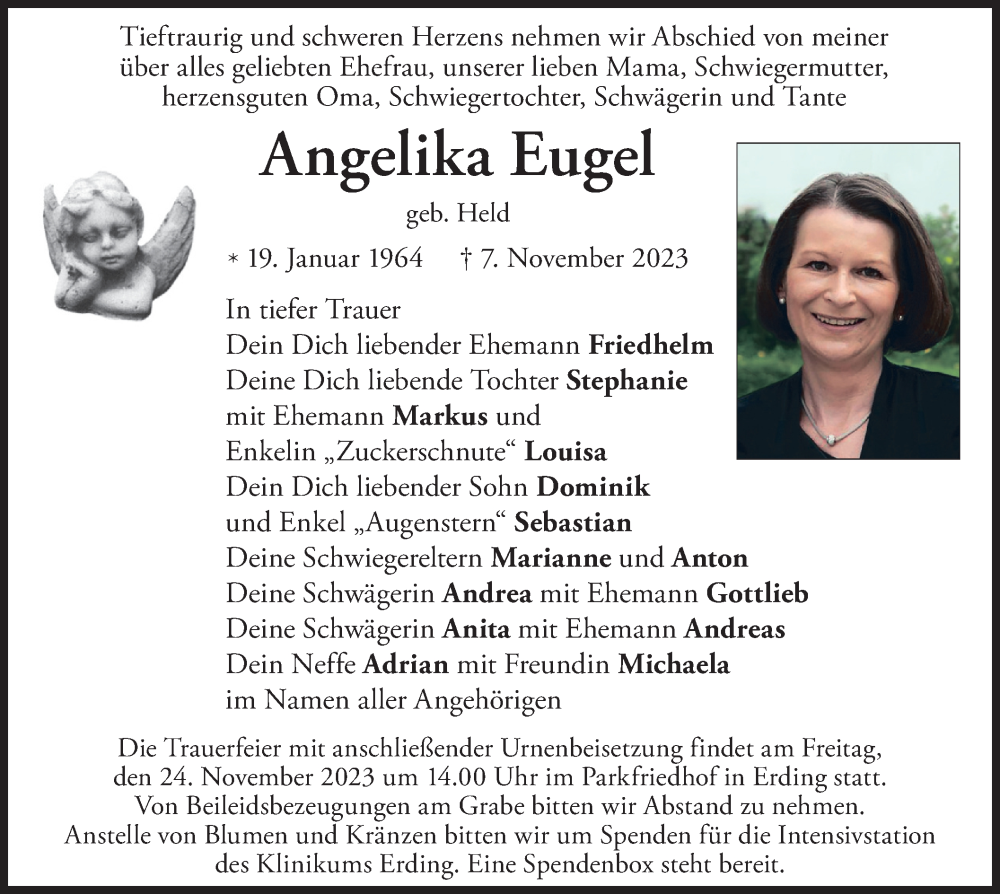  Traueranzeige für Angelika Eugel vom 11.11.2023 aus merkurtz