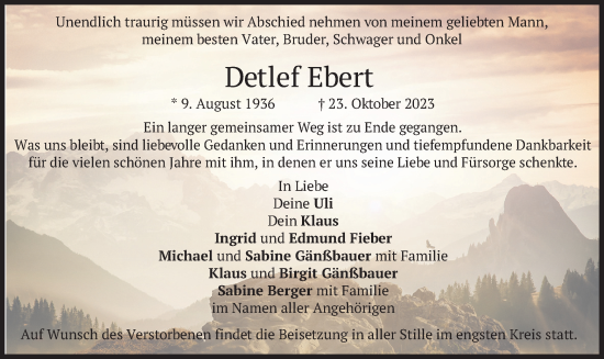 Traueranzeige von Detlef Ebert von merkurtz