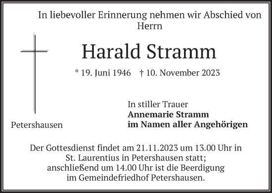 Traueranzeige von Harald Stramm