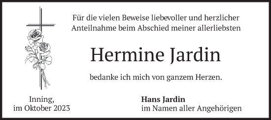 Traueranzeige von Hermine Jardin von merkurtz