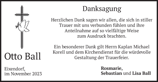 Traueranzeige von Otto Ball von merkurtz