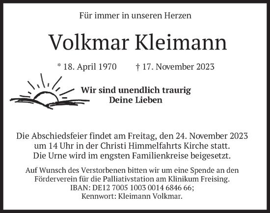 Traueranzeige von Volkmar Kleimann von merkurtz
