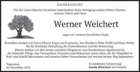 Traueranzeige von Werner Weichert von merkurtz