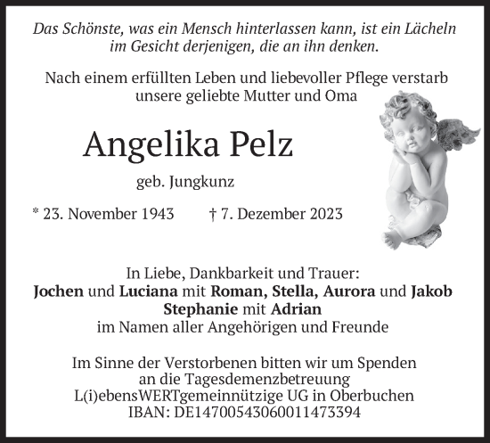 Traueranzeige von Angelika Pelz von merkurtz