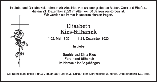 Traueranzeige von Elisabeth Kies-Silhanek von merkurtz
