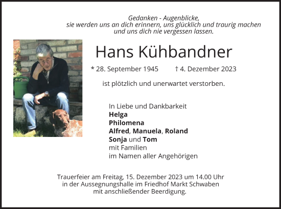 Traueranzeige von Hans Kühbandner von merkurtz