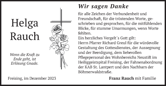 Traueranzeige von Helga Rauch von merkurtz