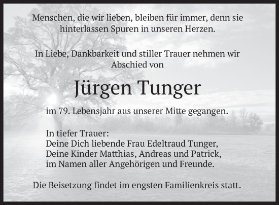 Traueranzeige von Jürgen Tunger von merkurtz