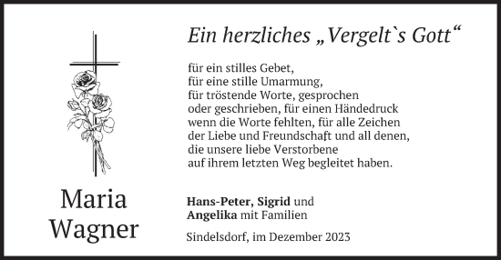 Traueranzeige von Maria Wagner von merkurtz
