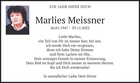 Traueranzeige von Marlies Meissner von merkurtz