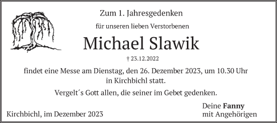 Traueranzeige von Michael Slawik von merkurtz