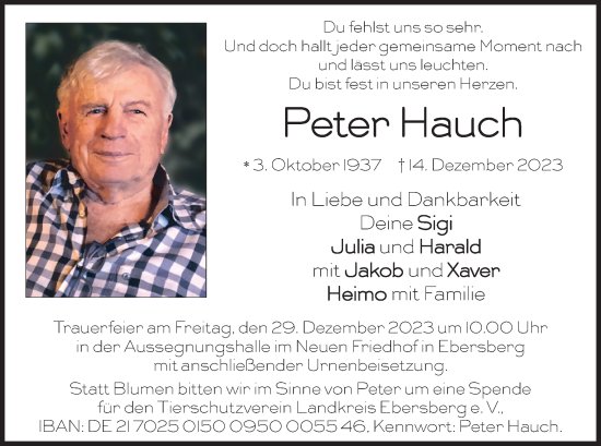 Traueranzeige von Peter Hauch von merkurtz