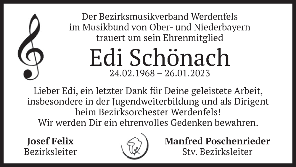  Traueranzeige für Edi Schönach vom 04.02.2023 aus merkurtz