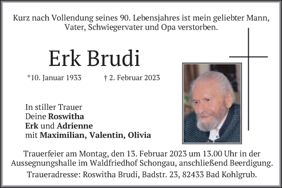 Traueranzeige von Erk Brudi von merkurtz