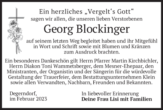 Traueranzeige von Georg Blockinger von merkurtz
