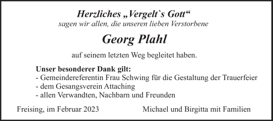 Traueranzeige von Georg Plahl von merkurtz